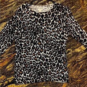 J.Crew Leopard Print Cotton‎ Sweater Top women’s Size M long sleeve lightweight